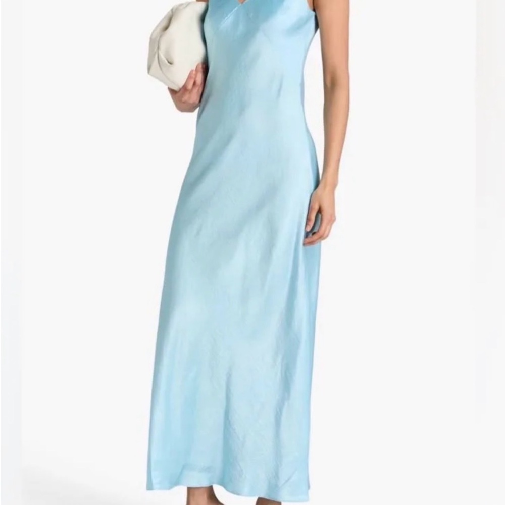 Vince Light Blue Satin Slip Maxi Dress